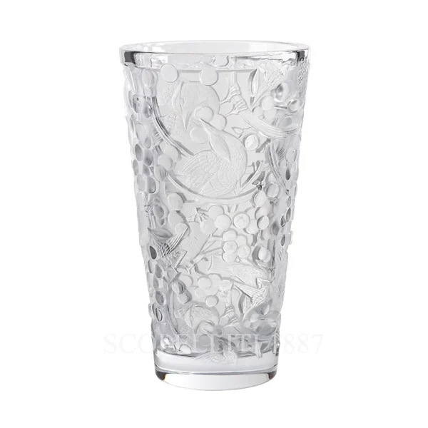 lalique merles et raisins large vase clear crystal