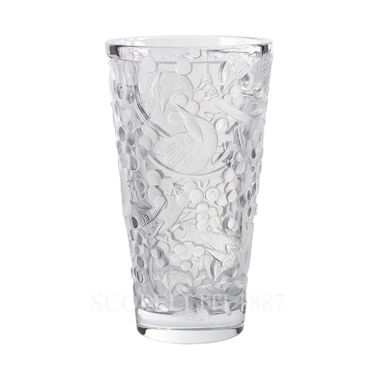lalique merles et raisins large vase clear crystal