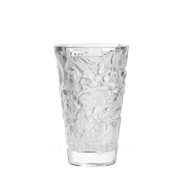 lalique merles et raisins medium vase in clear crystal