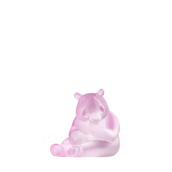 lalique panda sculpture pink luster