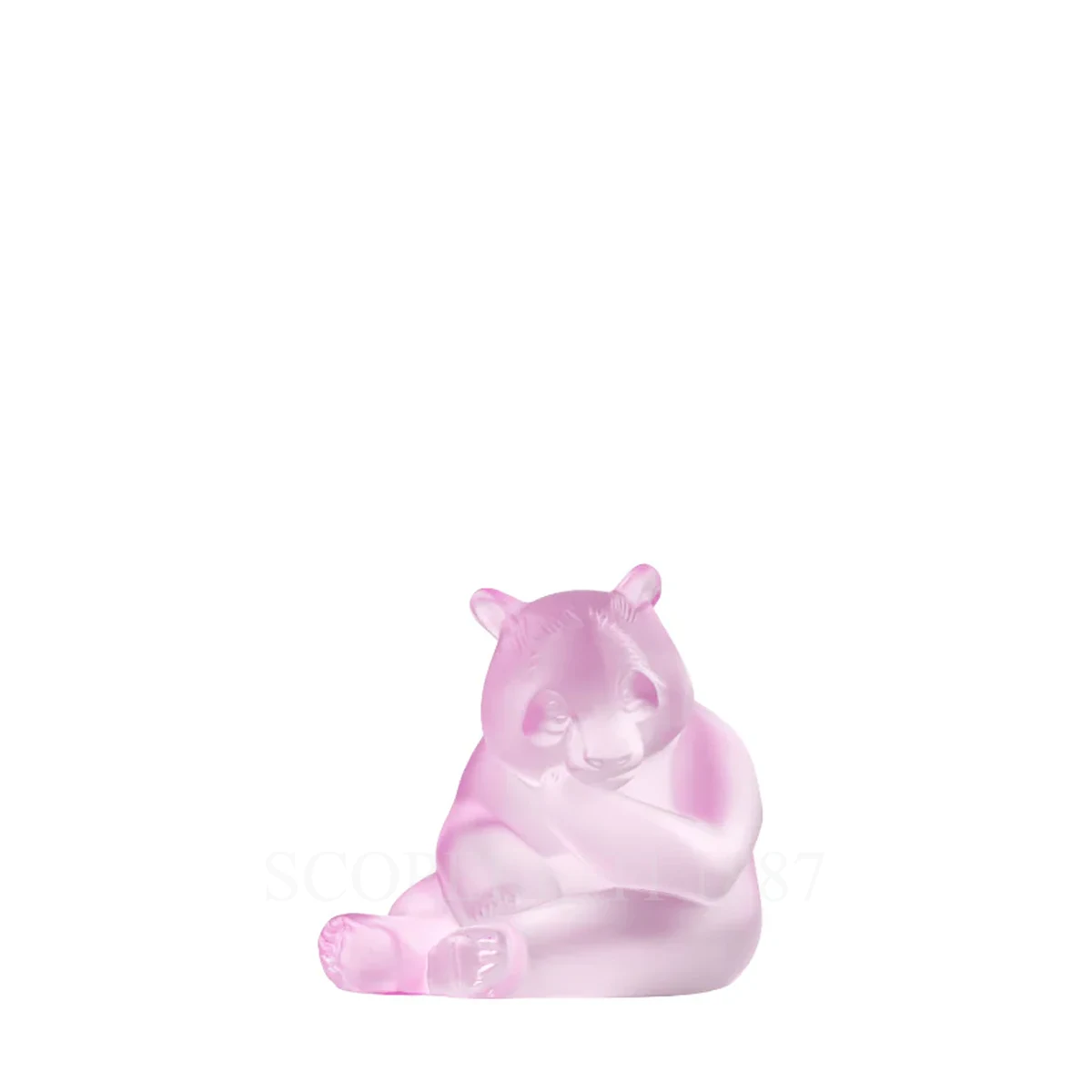 lalique panda sculpture pink luster