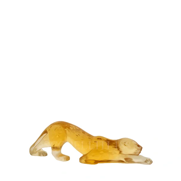 lalique zeila panther sculpture small amber