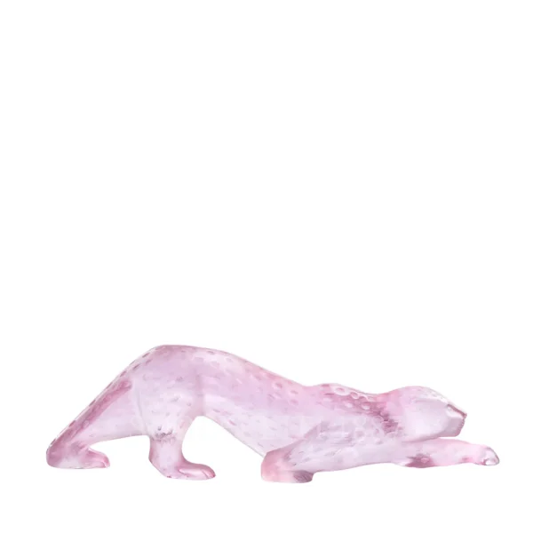 lalique zeila panther sculpture pink luster