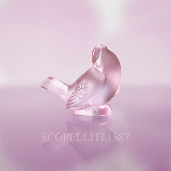 lalique sparrow sculpture pink luster
