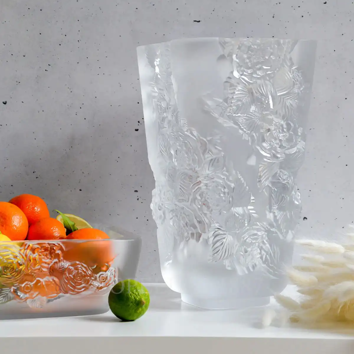 lalique pivoines bowl and vase