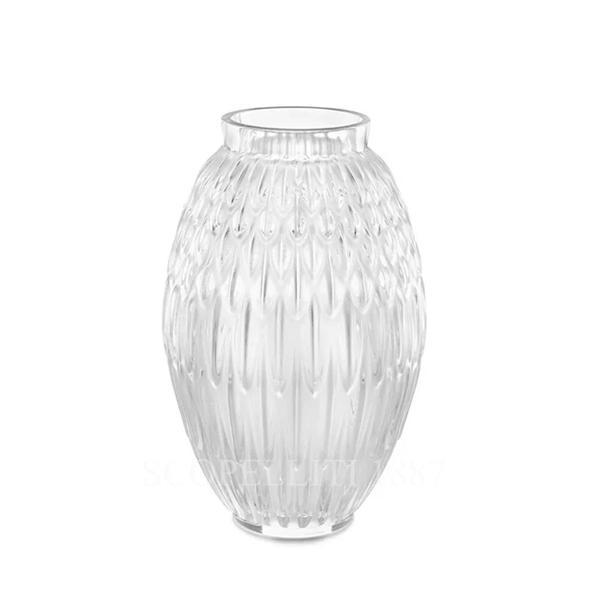 lalique vase plumes clear crystal