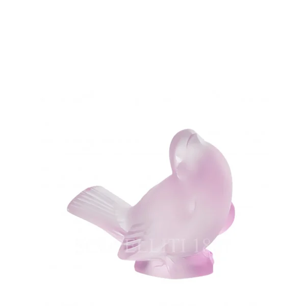 lalique sparrow sculpture pink luster