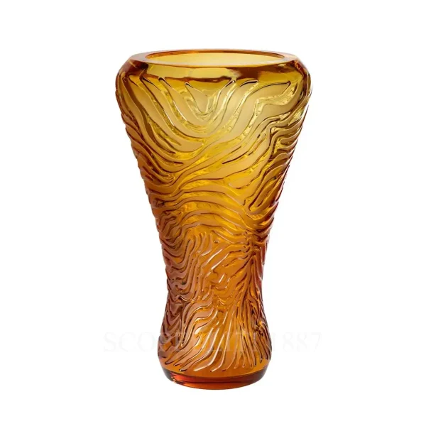 lalique tigre amber vase