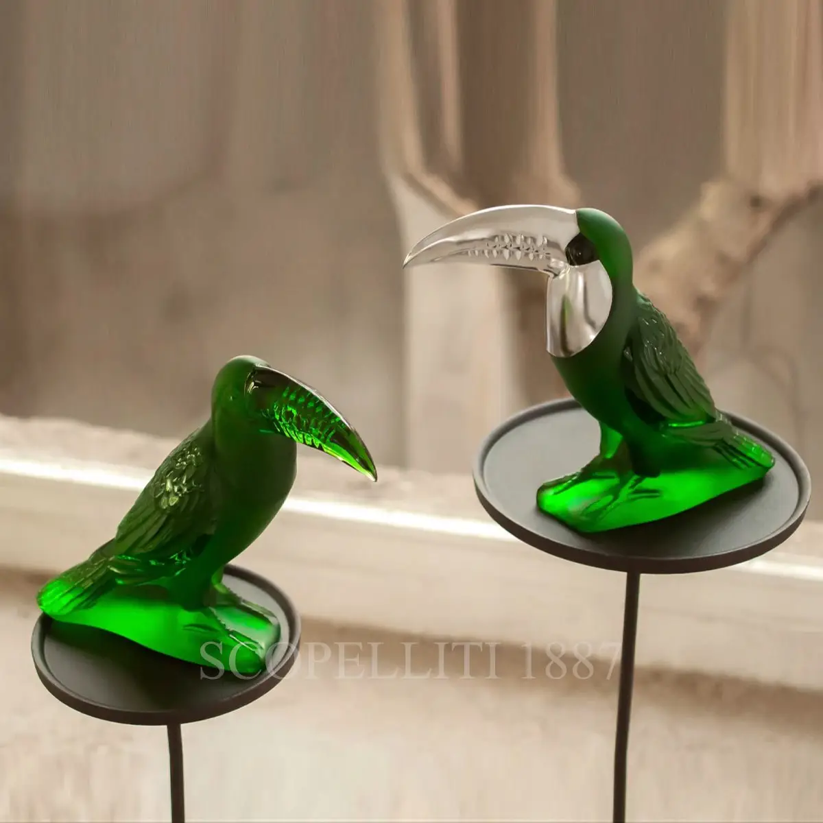 lalique toucan sculpture amazon green and platinum