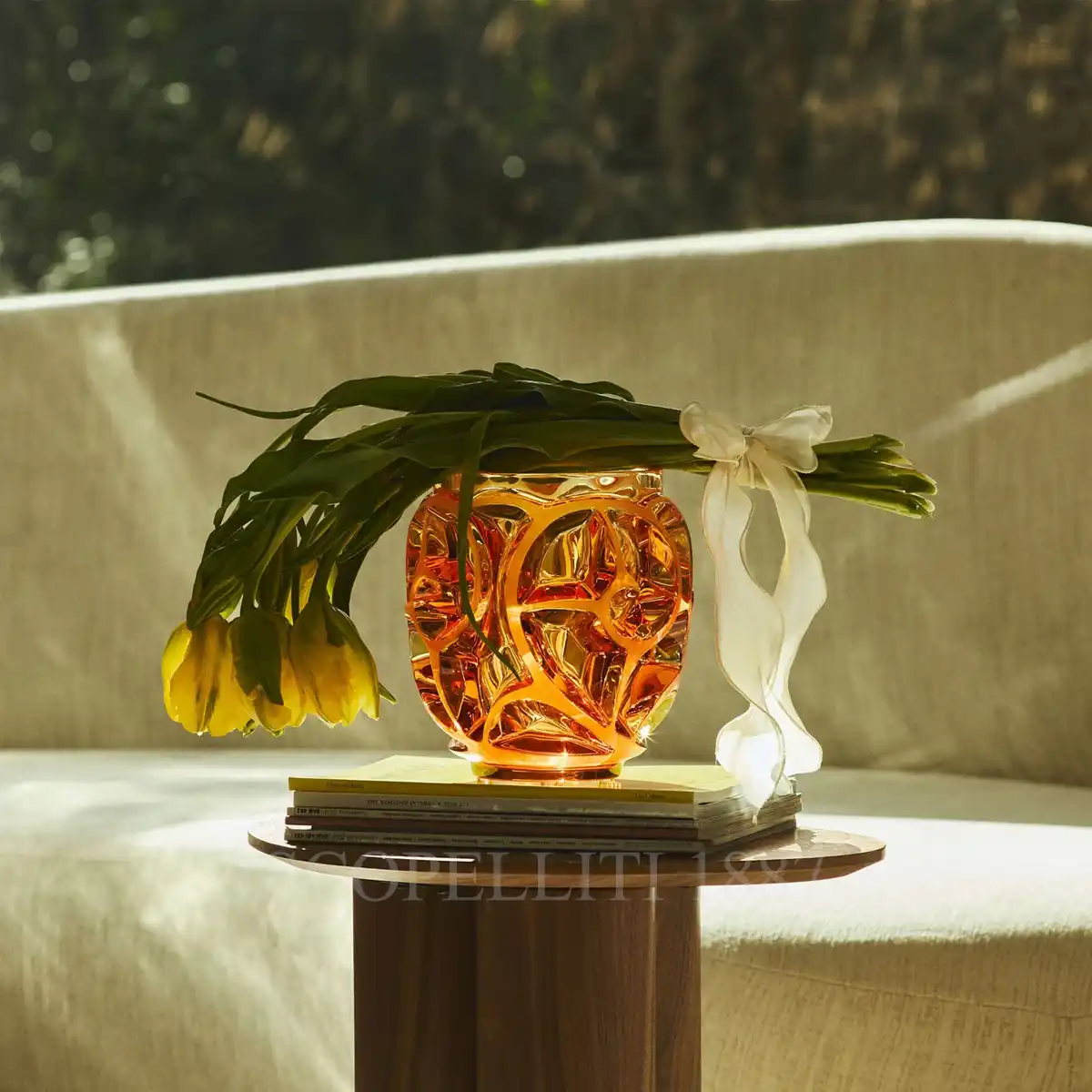 lalique tourbillons vase amber crystal