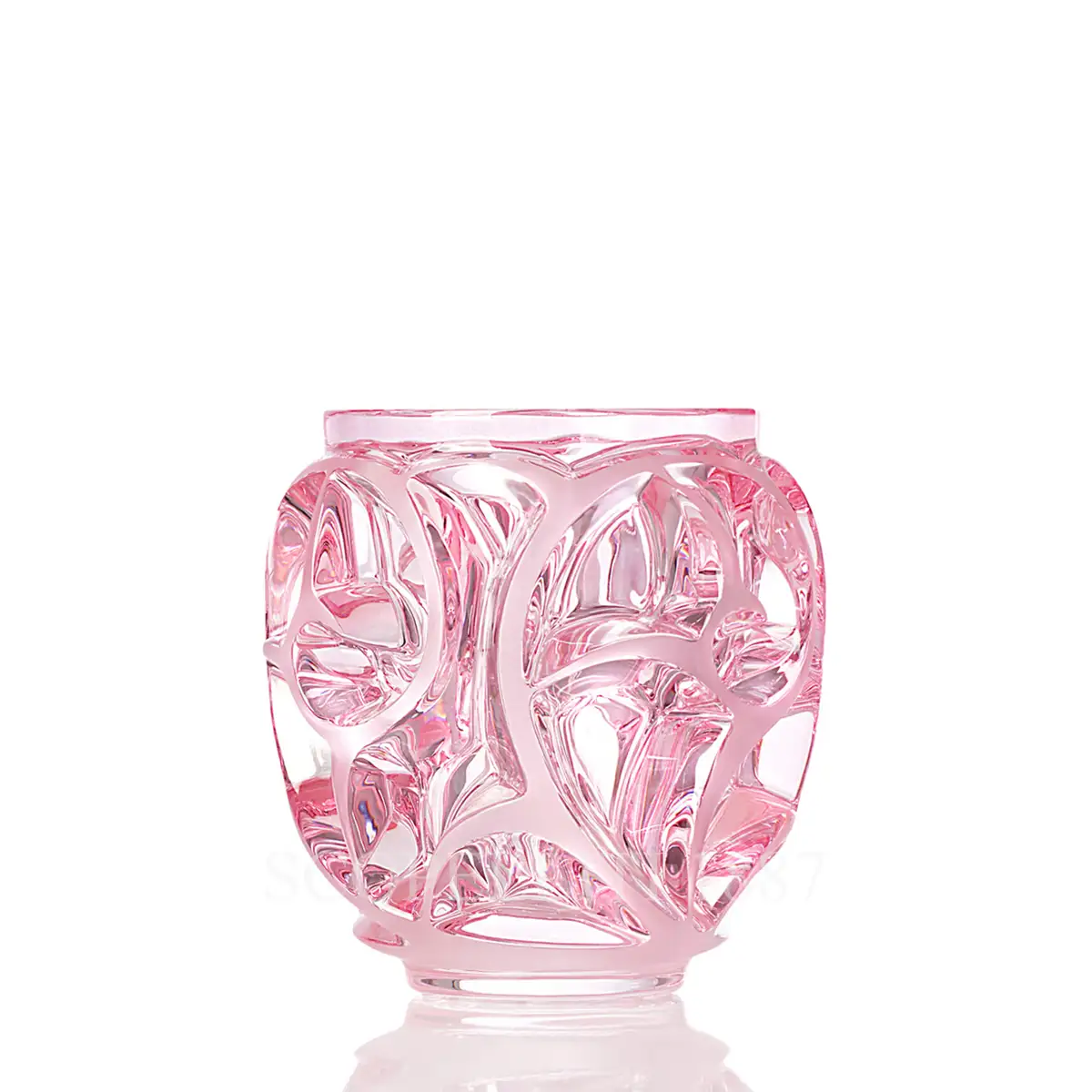 lalique tourbillons small vase pink luster