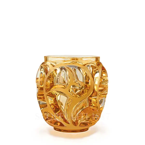 lalique tourbillons small vase amber