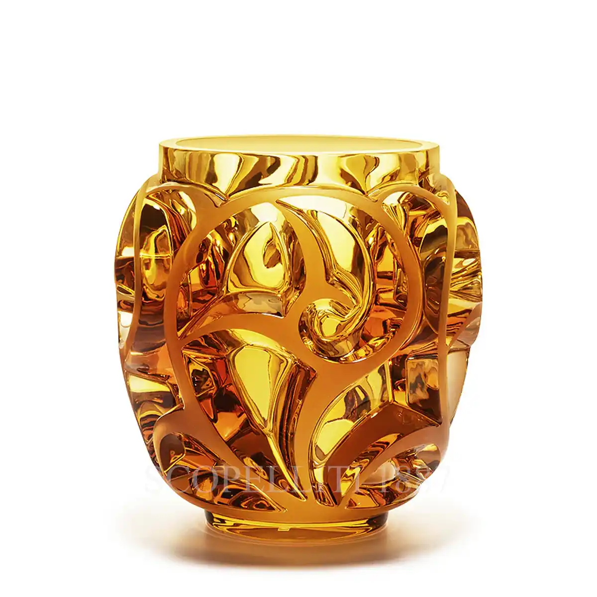 lalique tourbillons vase amber