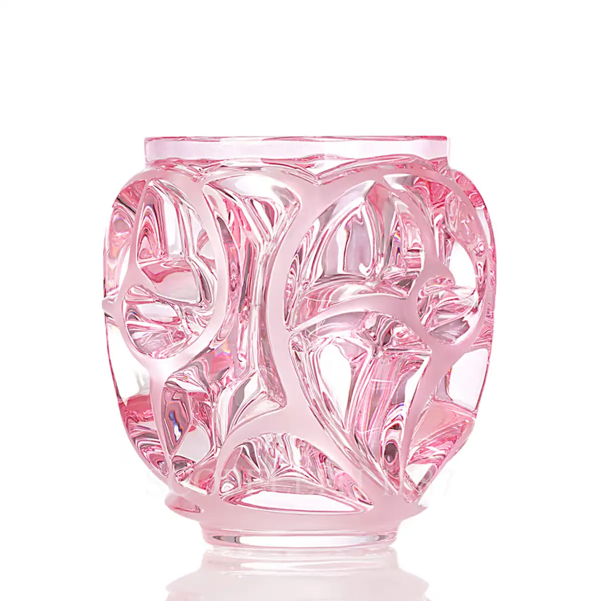 lalique tourbillons vase pink luster