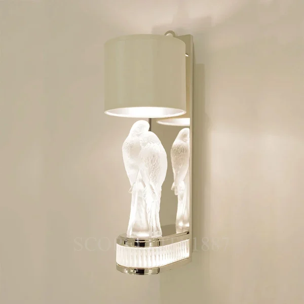 lalique 2 perruches wall sconce