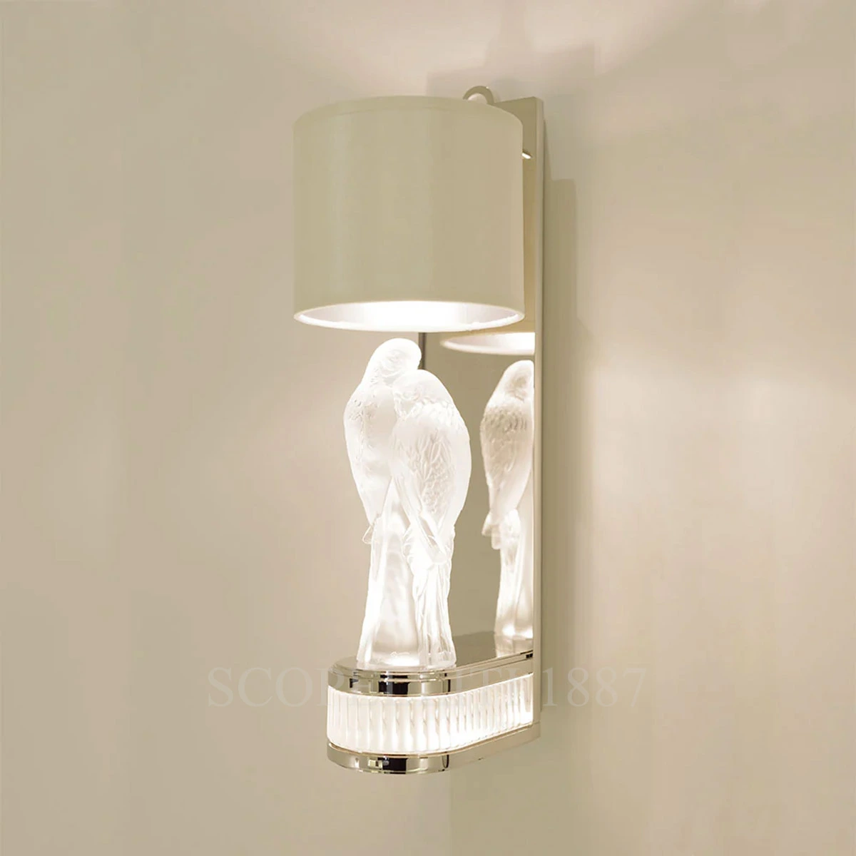 lalique 2 perruches wall sconce