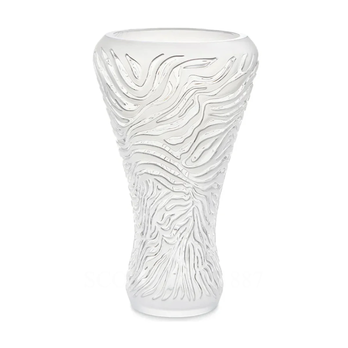 lalique zebre satin relief vase clear crystal