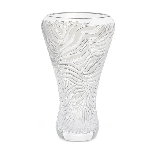 lalique zebre shiny relief vase