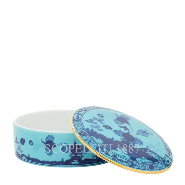 ginori 1735 round box with lid oriente italiano iris