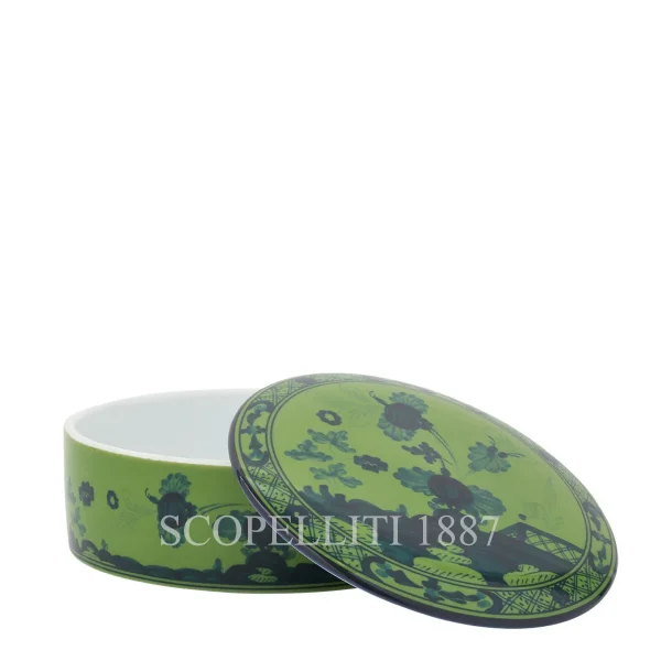 ginori 1735 round box with lid oriente italiano malachite