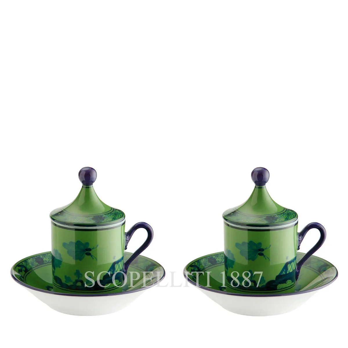 ginori 1735 téte a téte coffee set oriente italiano malachite