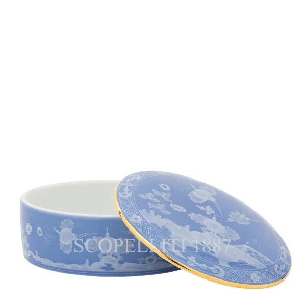 ginori 1735 round box with lid oriente italiano pervinca