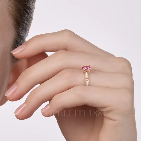 fabergé diamond pavé ring with large pink sapphire
