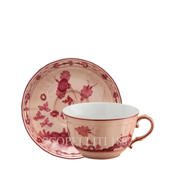 ginori 1735 tea cup and saucer oriente italiano vermiglio
