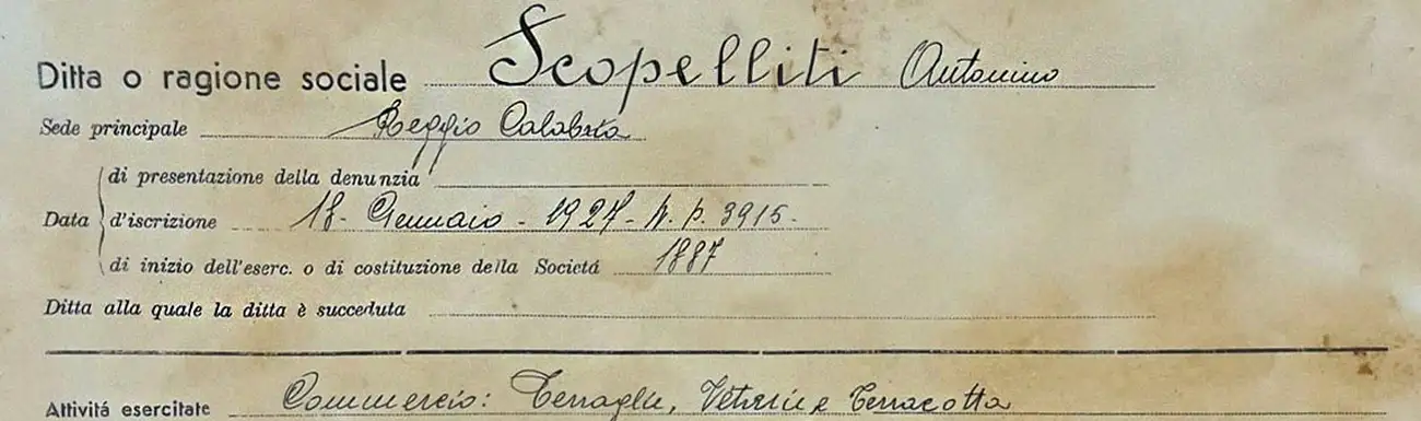 Scopelliti 1887 historic document the first license