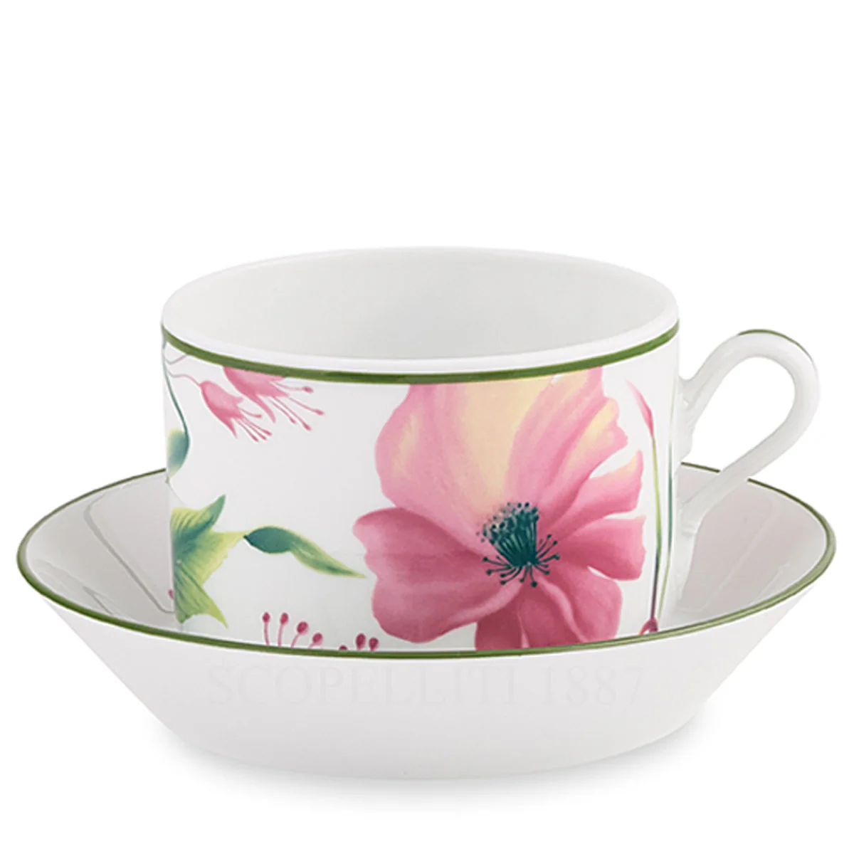 ginori 1735 florenza mauve pink tea cup and saucer in porcelain