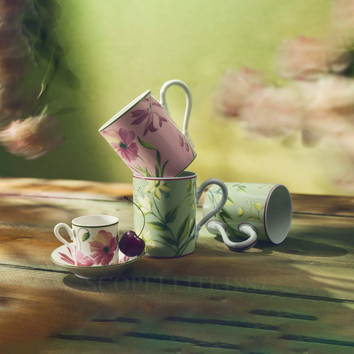 ginori florenza coffee cups mauve pink