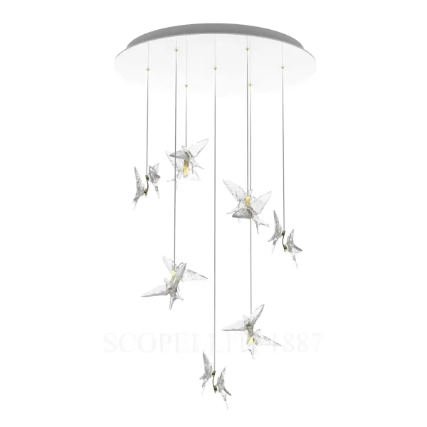 lalique 14 swallows chandelier satin gilded