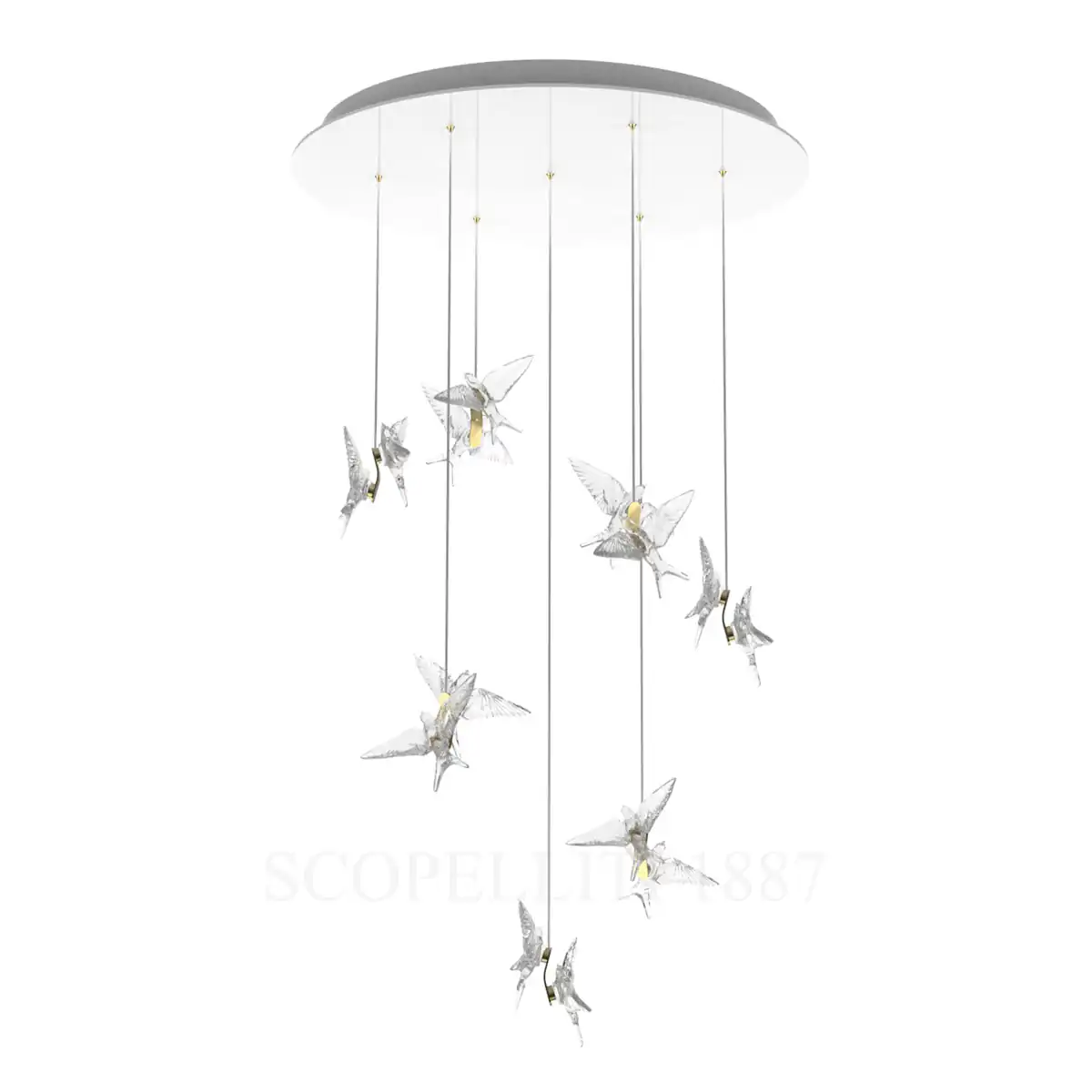 lalique 14 swallows chandelier satin gilded