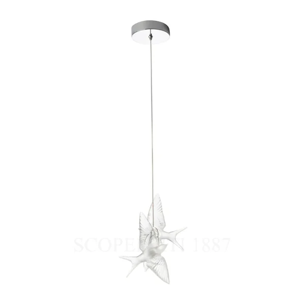 lalique 2 swallows ceiling lamp chrome