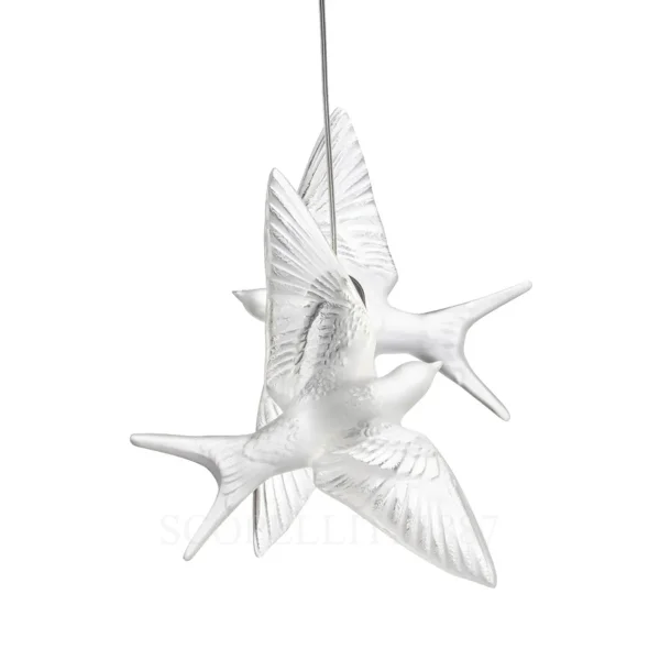 lalique 2 swallows chrome ceiling lamp details