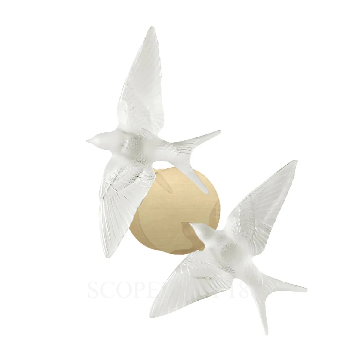 lalique 2 swallows wall sconce satin gilded
