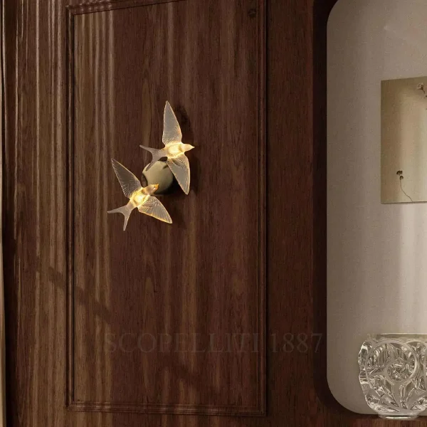 lalique 2 swallows wall sconce