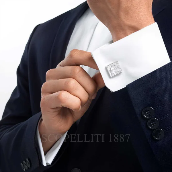 lalique cufflinks in clear crystal with masque de femme motif