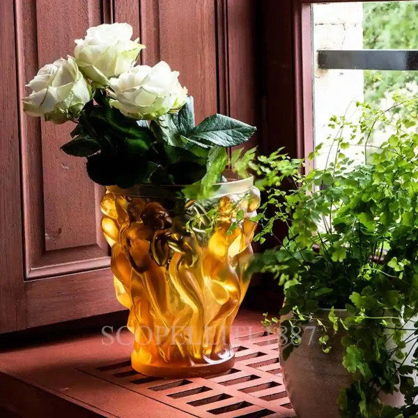 lalique bacchantes amber crystal vase limited edition