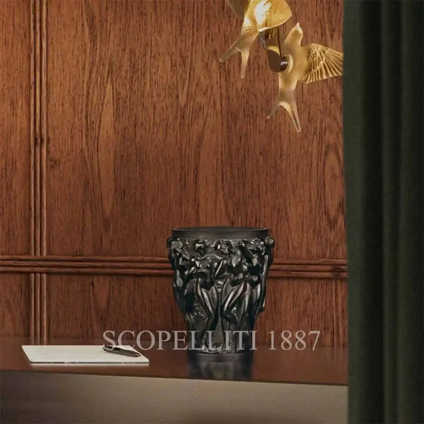 lalique bacchantes vase bronze in crystal
