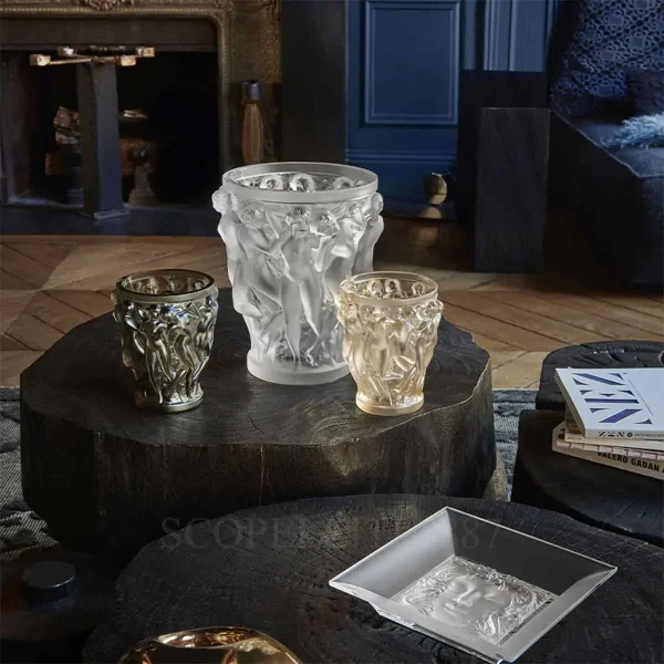 lalique bacchantes two sizes clear bronze and gold crystal