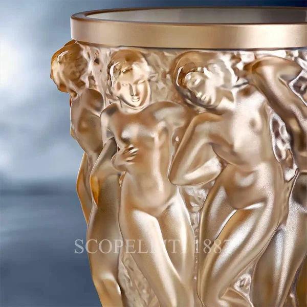 lalique bacchantes vase gold luster in crystal