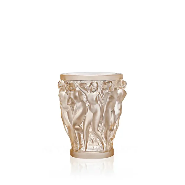 lalique bacchantes vase gold luster small