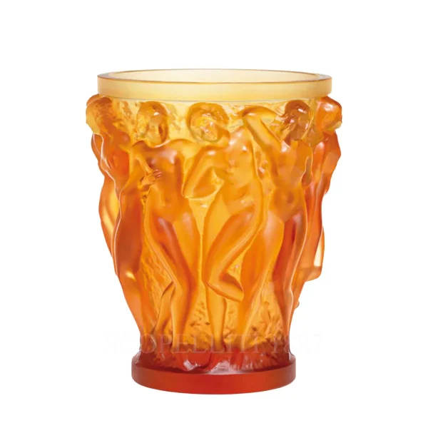 lalique bacchantes vase amber