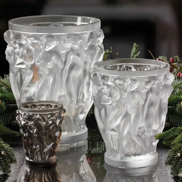lalique bacchantes three sizes clear crystal and bronze crystal
