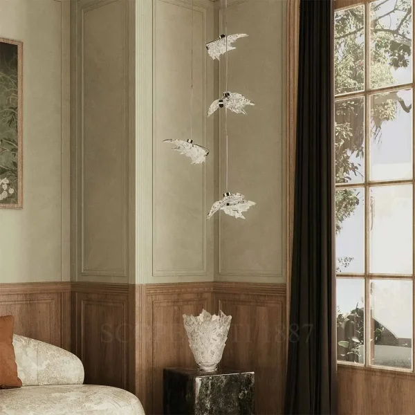 lalique champs-elysees liana medium 5 leaves ceiling lamp in clear crystal