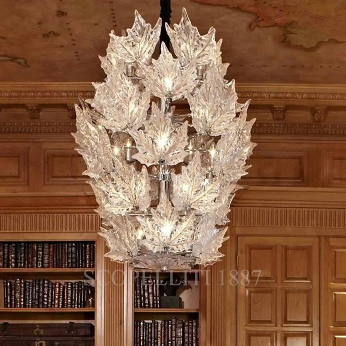 lalique champs-élysées chandelier clear 6 rings light on