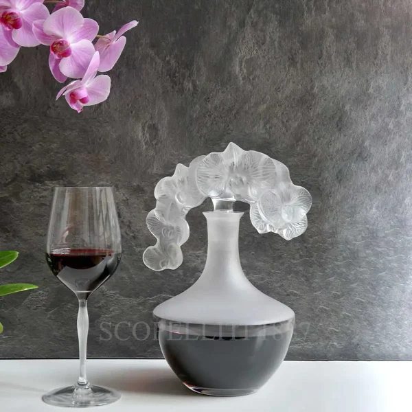 lalique decanter orchidée clear crystal handcrafted in france numbered edition