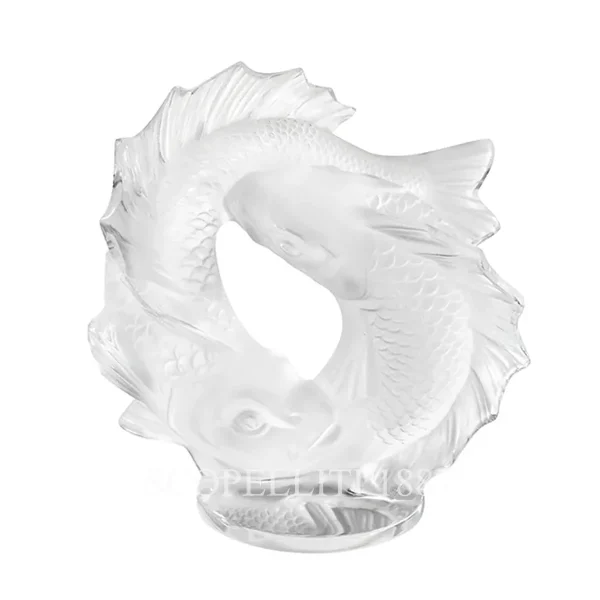 lalique double fish sculpture small clear crystal