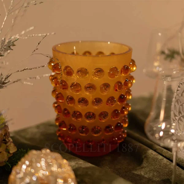 lalique mossi vase amber in fine crystal